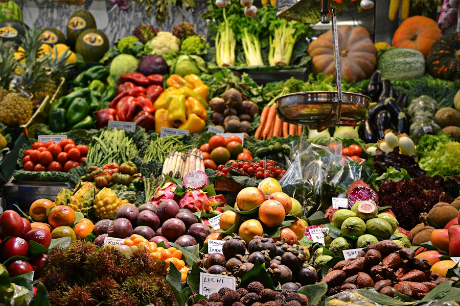 Outdoor market stalls in the morning